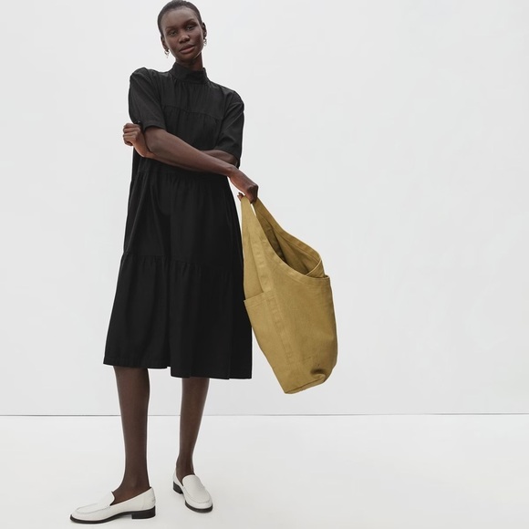 Everlane Dresses & Skirts - Everlane The Tiered Mock Neck Dress in Black Size Small